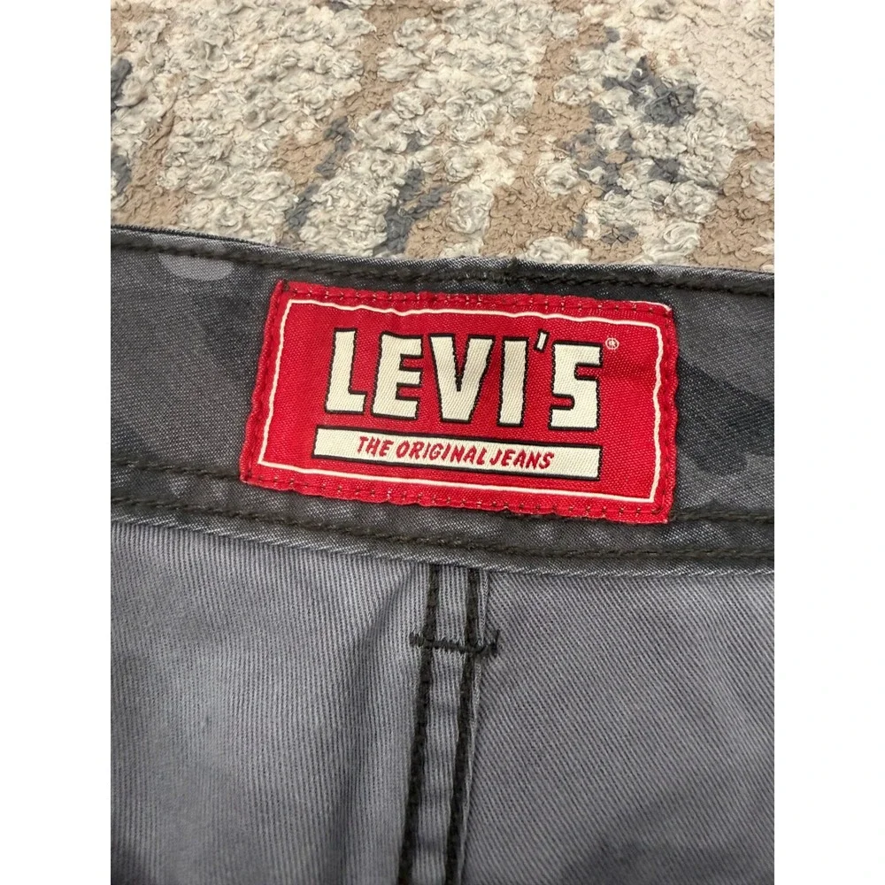 Levis Mens Camo Cargo Shorts Gray Black Camouflage Cotton W36 Relaxed Fit
